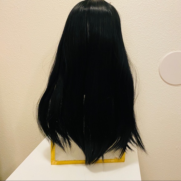 Black Synthetic Topper Wig with Bangs & Fake Scalp NEW - Picture 3 of 7